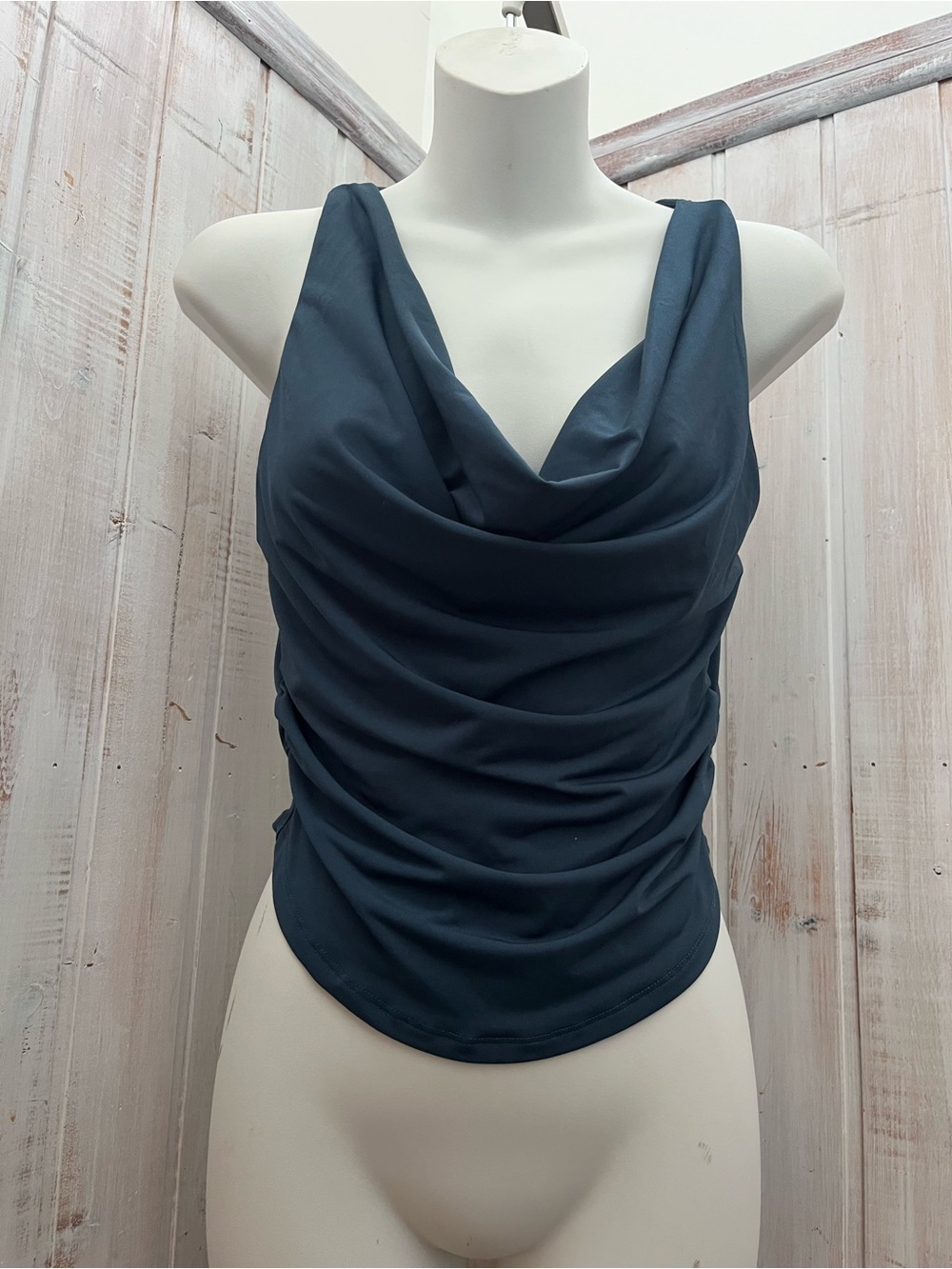 Garage Draped Cowl Neck Camisole - Teal Blue